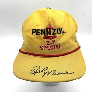 Vintage Racing Indy 500 Pennzoil SnapBack Mesh Trucker Hat Red Rope Embroidery